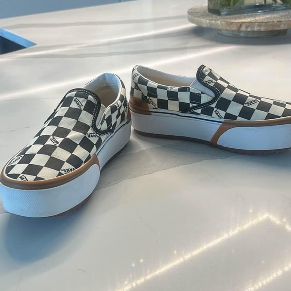 Vans era stacked checkerboard on canvas shoes - Picture 2 of 4